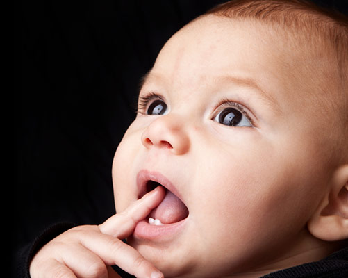 Baby looking up